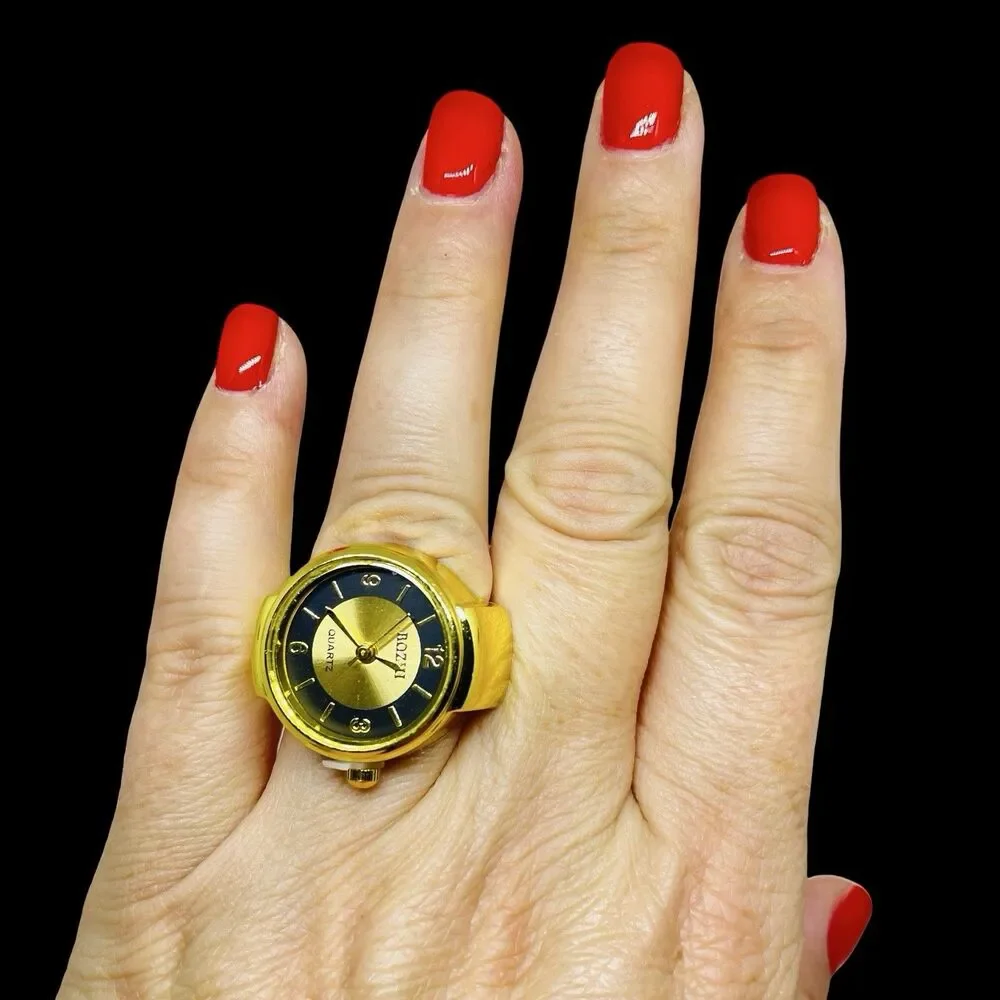 BOZHI Ring Watch Gold Design With Crystals New